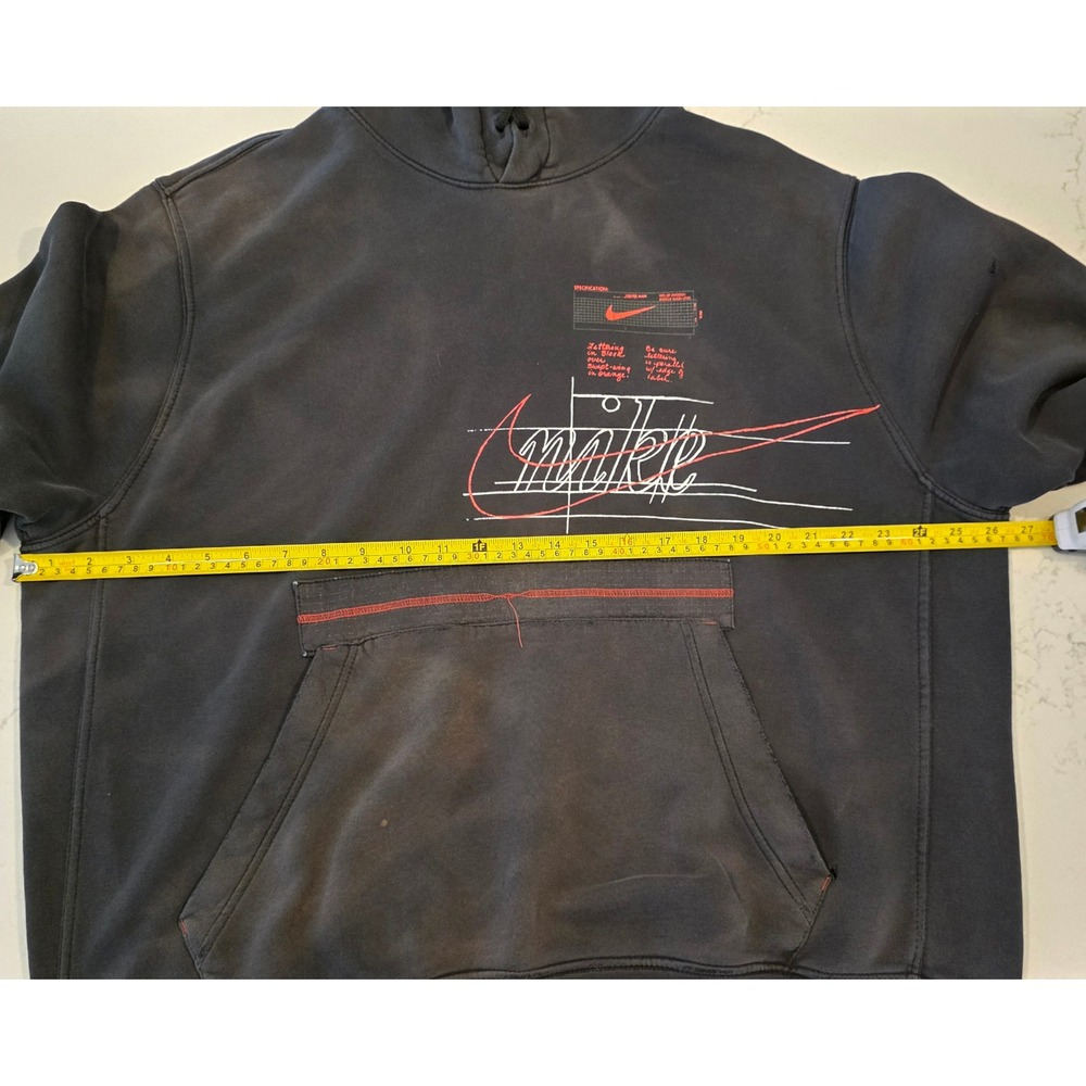 Nike Graphic Pullover Hoodie Mens XL Black Red Blueprint CQ7164-010 Streetwear - Picture 3 of 11